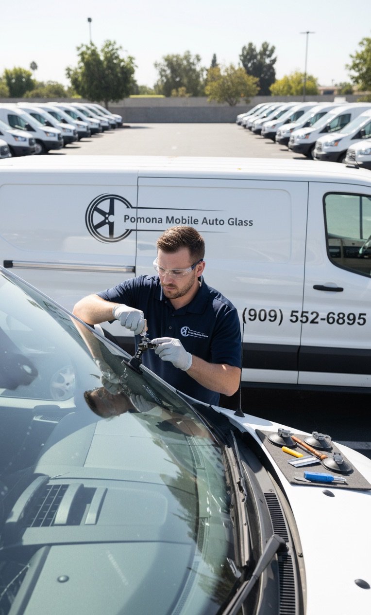 Pomona Mobile Auto Glass fleet of mobile service vans serving Pomona, CA